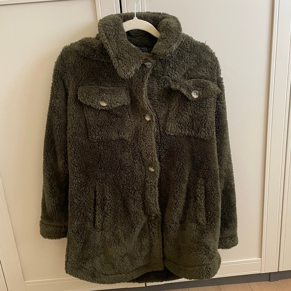 PJ Salvage - green cozy Sherpa coat
